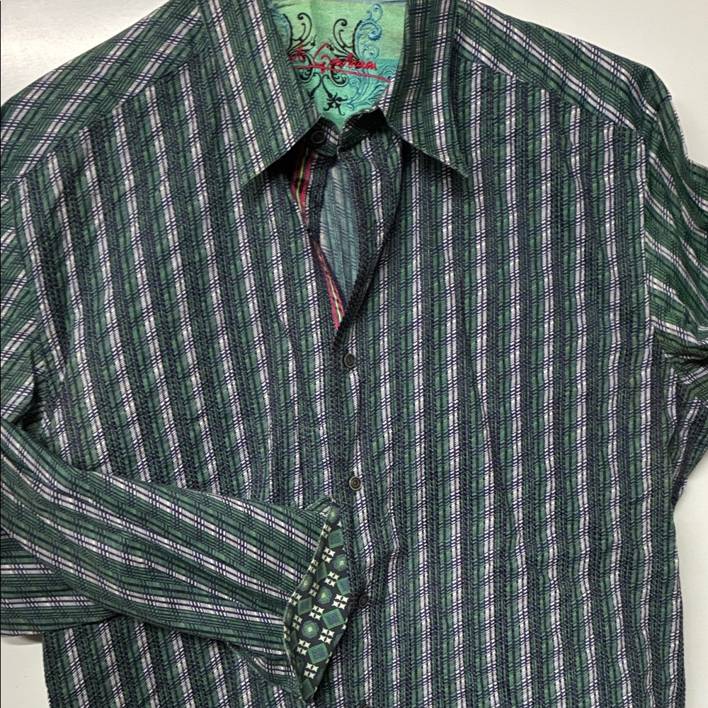 Robert Graham Green and White Checkered Shirt